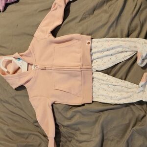 Carter’s Baby Girl Hoodie & Footed Pants Set – 6M Blush Pink Floral